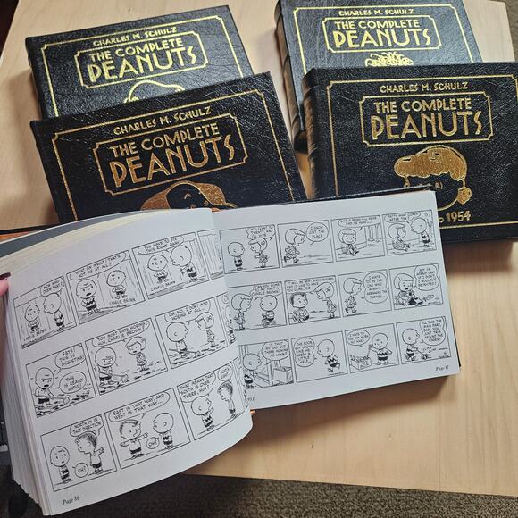 VTG Complete Peanuts Books Set Collectors Edition Leather Gold Charles M Schulz - Picture 1 of 11
